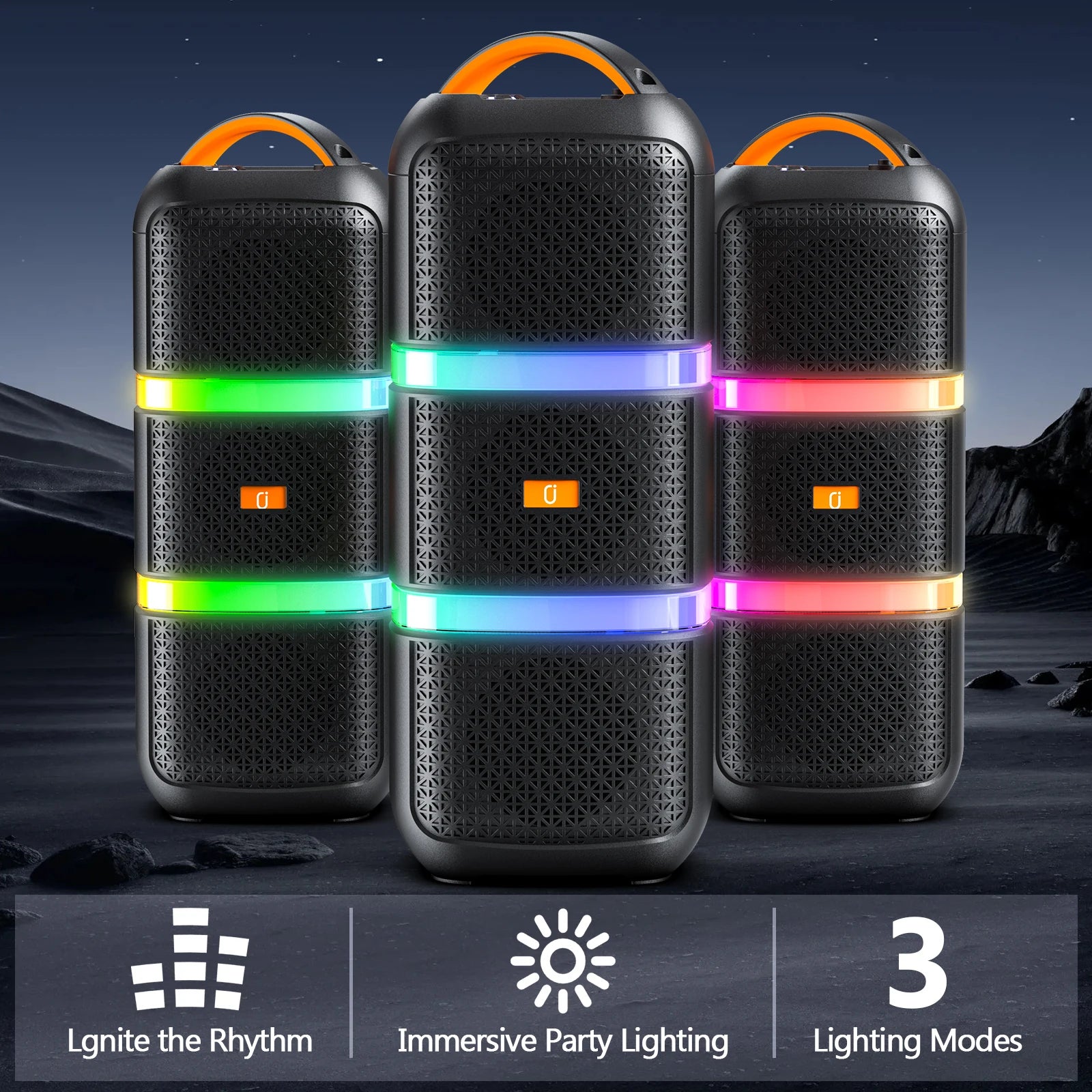 JYX Wireless Speaker, Portable Bluetooth Speaker, Karaoke Machine with 2 Microphone, LED Party Light