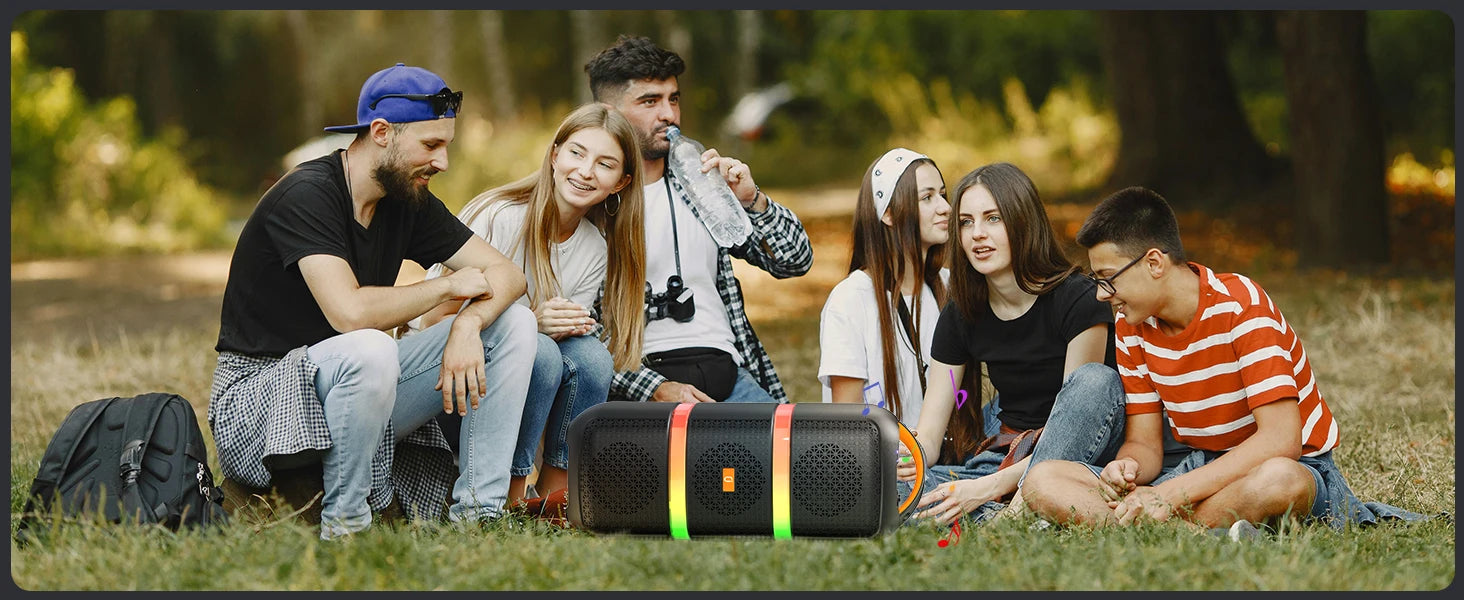 JYX Wireless Speaker, Portable Bluetooth Speaker, Karaoke Machine with 2 Microphone, LED Party Light