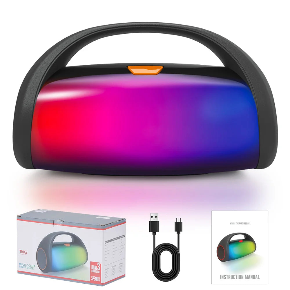 1000W Bluetooth Speaker LED Light Portable Outdoor Speakers Dual 3'' Subwoofer Sound Box Support
