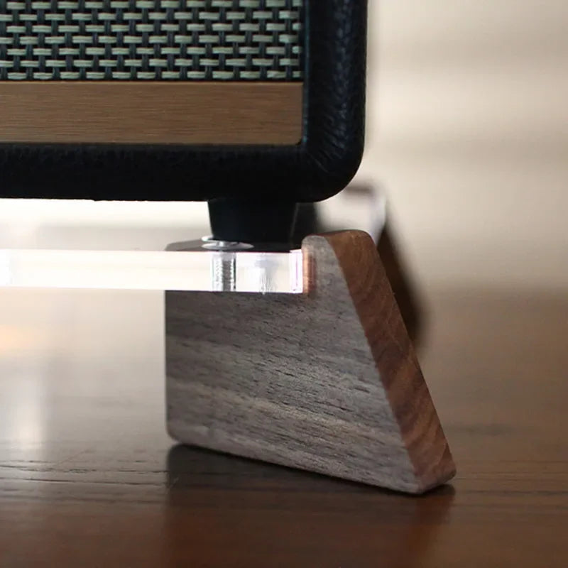 Retro Walnut Speaker Base Anti-Vibration Radio Stand Desktop Storage Platform Vintage Audio Display Shelf for Home Use