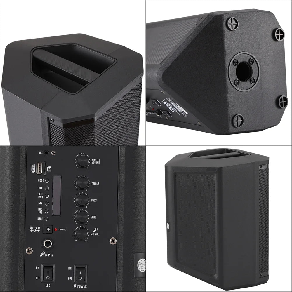 5000W Portable Tiltable Bluetooth Party Speaker 8 "Subwoofer Heavy Bass Sound System Dj Led Light Loud Speaker with Microphone