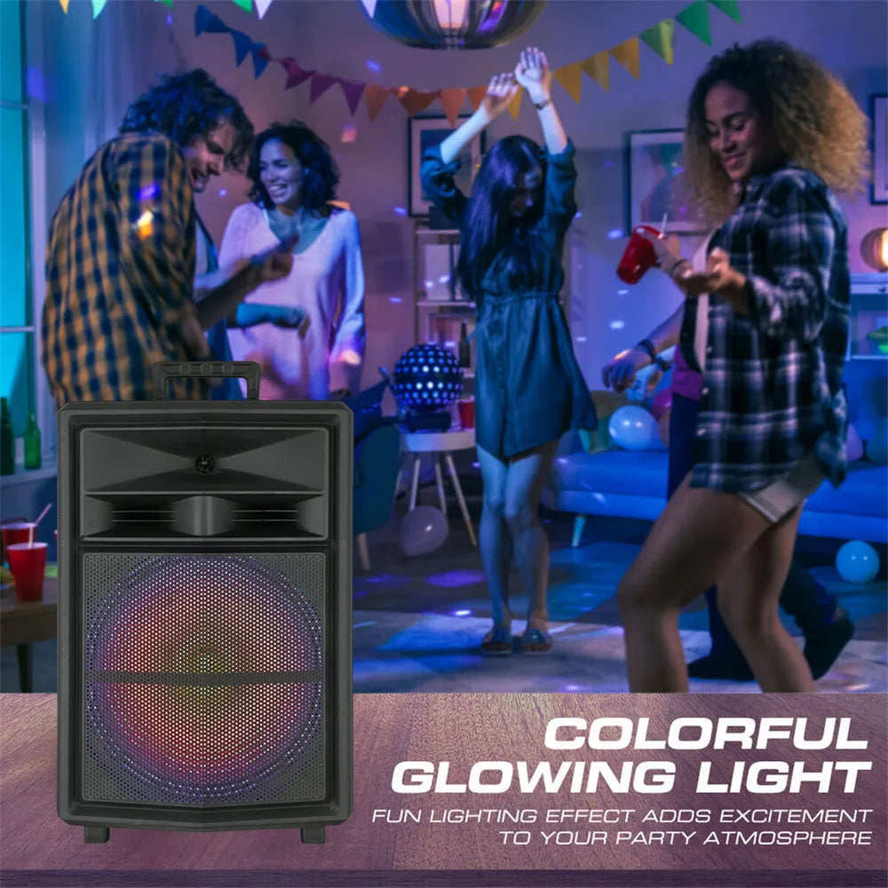 Loud Portable Bluetooth Party Speaker 15" Subwoofer  Sound System Dj Karaoke RGB Light Rechargeable Outdoor Speaker with Mic