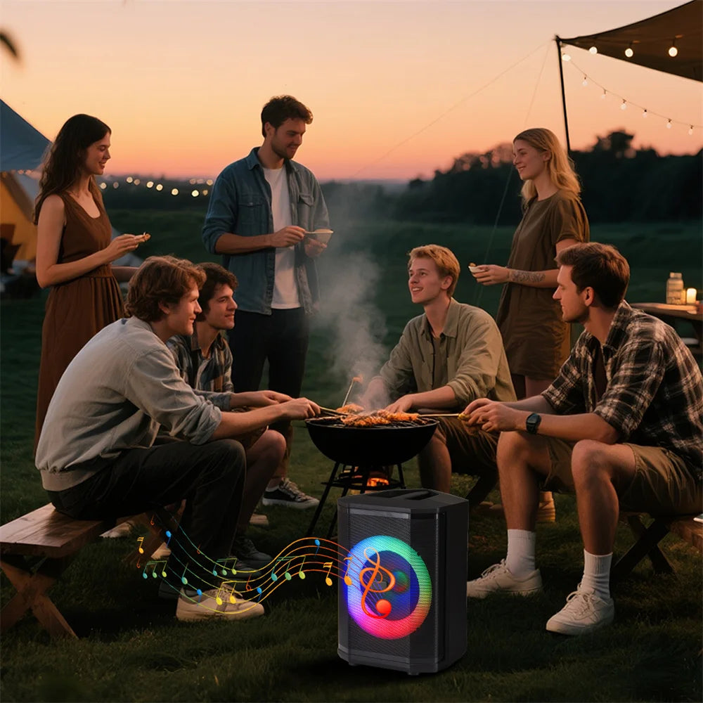 5000W Portable Tiltable Bluetooth Party Speaker 8 "Subwoofer Heavy Bass Sound System Dj Led Light Loud Speaker with Microphone