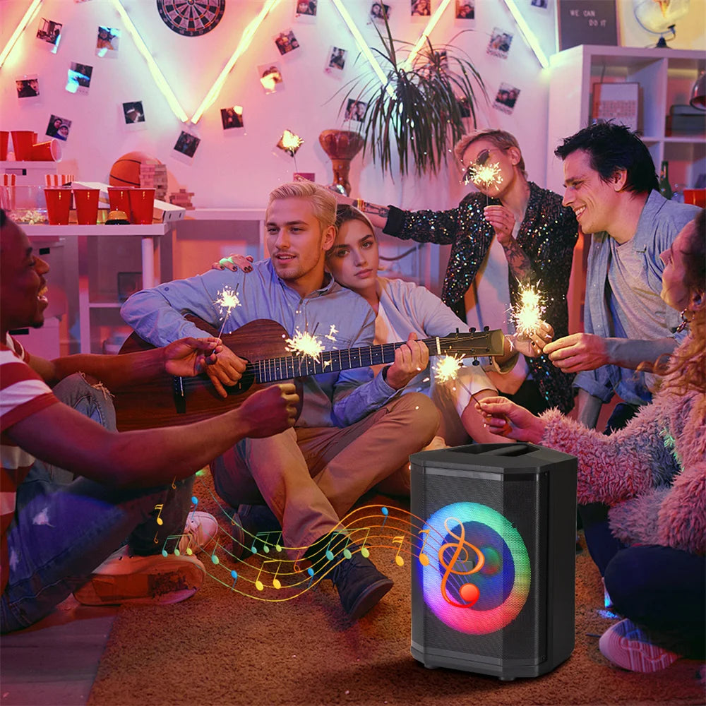 5000W Portable Tiltable Bluetooth Party Speaker 8 "Subwoofer Heavy Bass Sound System Dj Led Light Loud Speaker with Microphone