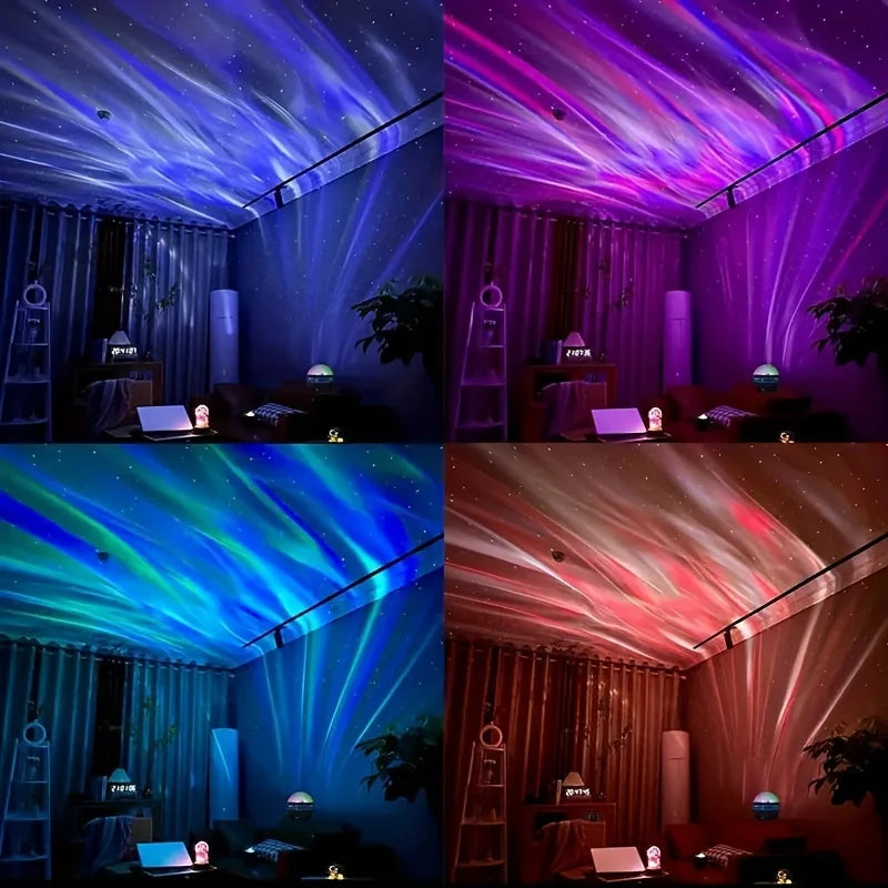 LED Starry Galaxy Ocean Wave Projector RGB Smart Remote Control Lamp KTV USB Christmas Lights Auto Rotate for Home Bedroom Decor