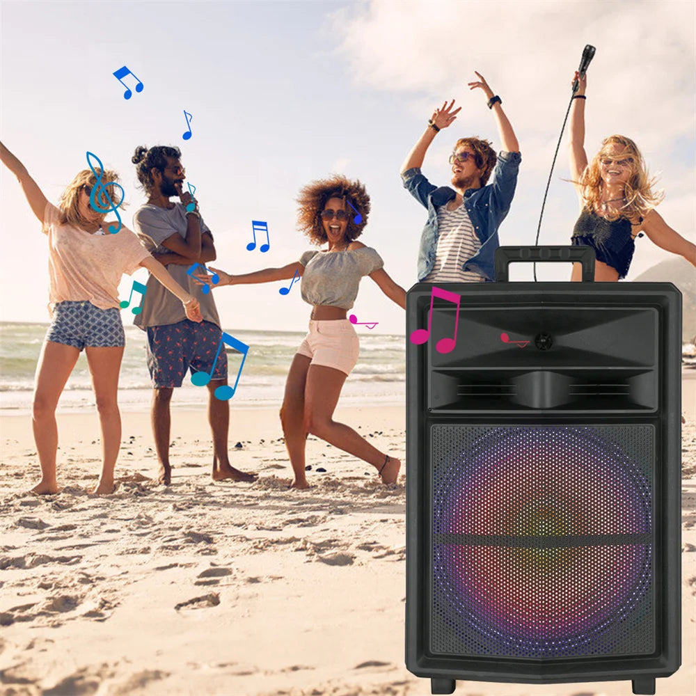 Loud Portable Bluetooth Party Speaker 15" Subwoofer  Sound System Dj Karaoke RGB Light Rechargeable Outdoor Speaker with Mic