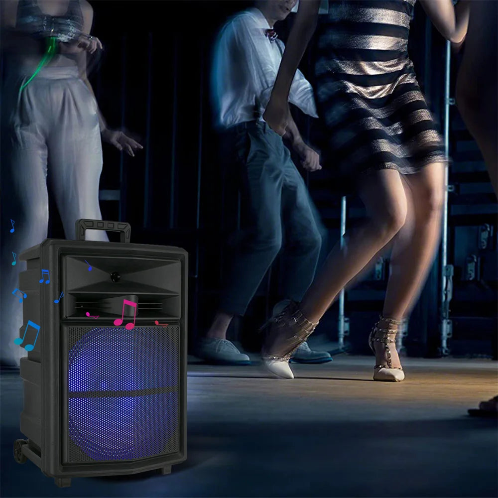 Loud Portable Bluetooth Party Speaker 15" Subwoofer  Sound System Dj Karaoke RGB Light Rechargeable Outdoor Speaker with Mic