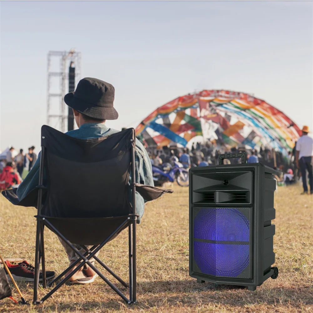 Loud Portable Bluetooth Party Speaker 15" Subwoofer  Sound System Dj Karaoke RGB Light Rechargeable Outdoor Speaker with Mic