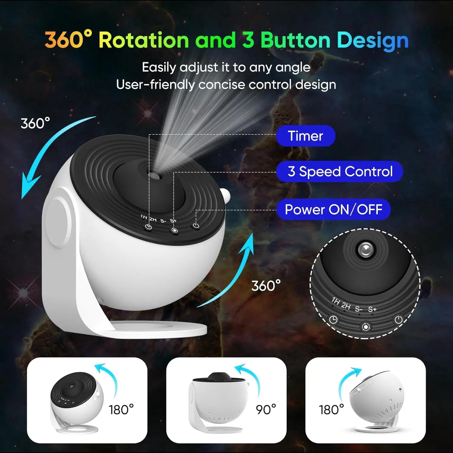 Galaxy Projector for Bedroom, HD Image Star Projector, Adjustable Galaxy Light Knob, 13 Film Discs