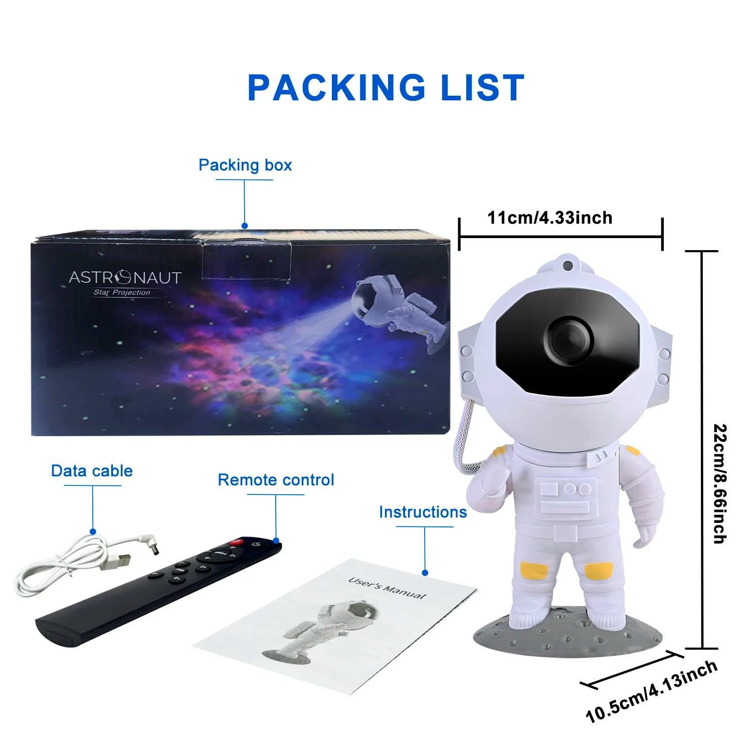 Astronaut Dynamic Starry Night Lamp Galaxy Northern Lights Projector Lamp With Remote Control Suitable For Children's Bedroom