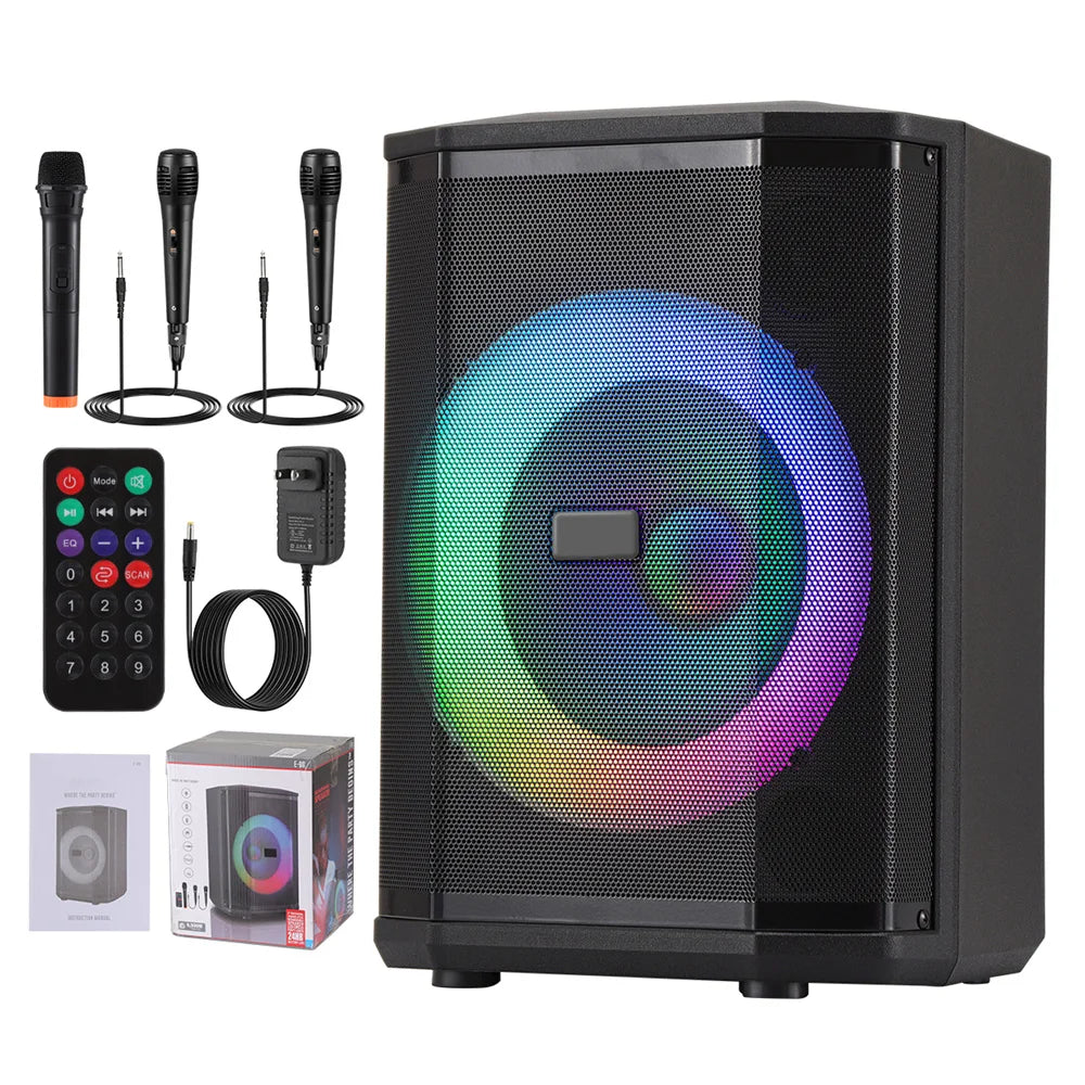 5000W Portable Tiltable Bluetooth Party Speaker 8 "Subwoofer Heavy Bass Sound System Dj Led Light Loud Speaker with Microphone