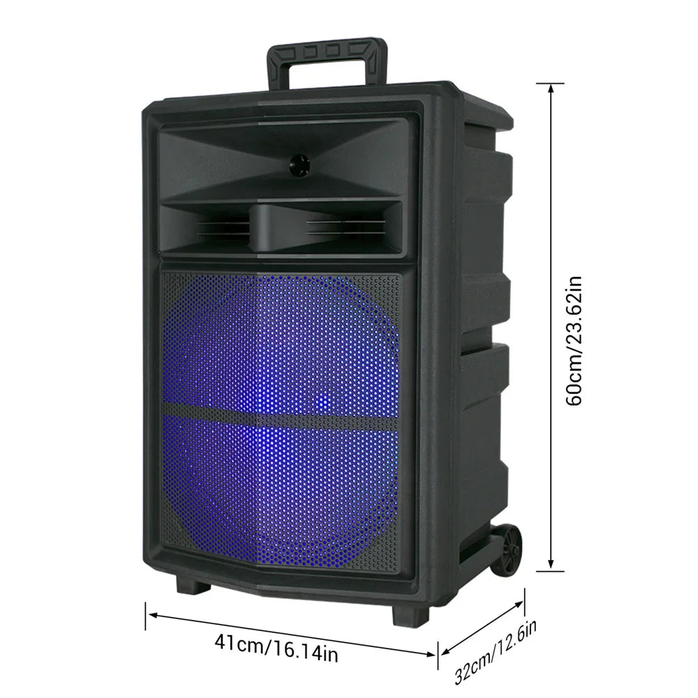 Loud Portable Bluetooth Party Speaker 15" Subwoofer  Sound System Dj Karaoke RGB Light Rechargeable Outdoor Speaker with Mic