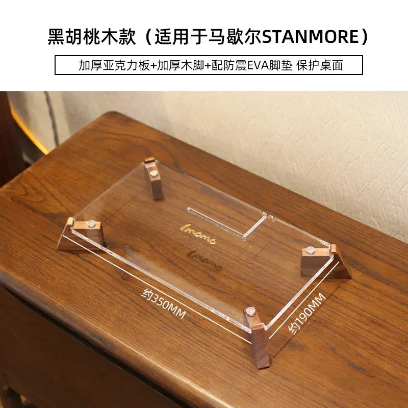 Retro Walnut Speaker Base Anti-Vibration Radio Stand Desktop Storage Platform Vintage Audio Display Shelf for Home Use