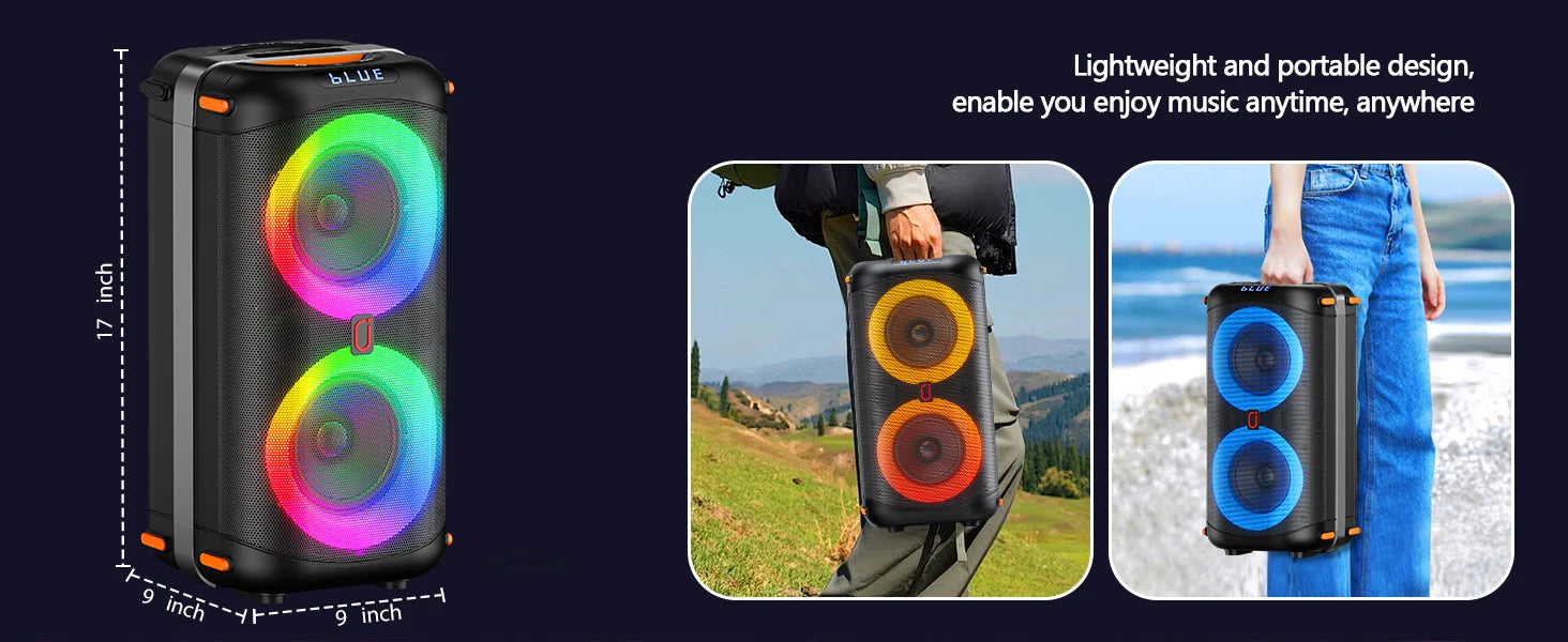 T27 Wireless Bluetooth Speaker, Karaoke Machine with 2 Microphone, Home Karaoke Party Speaker with Led Light