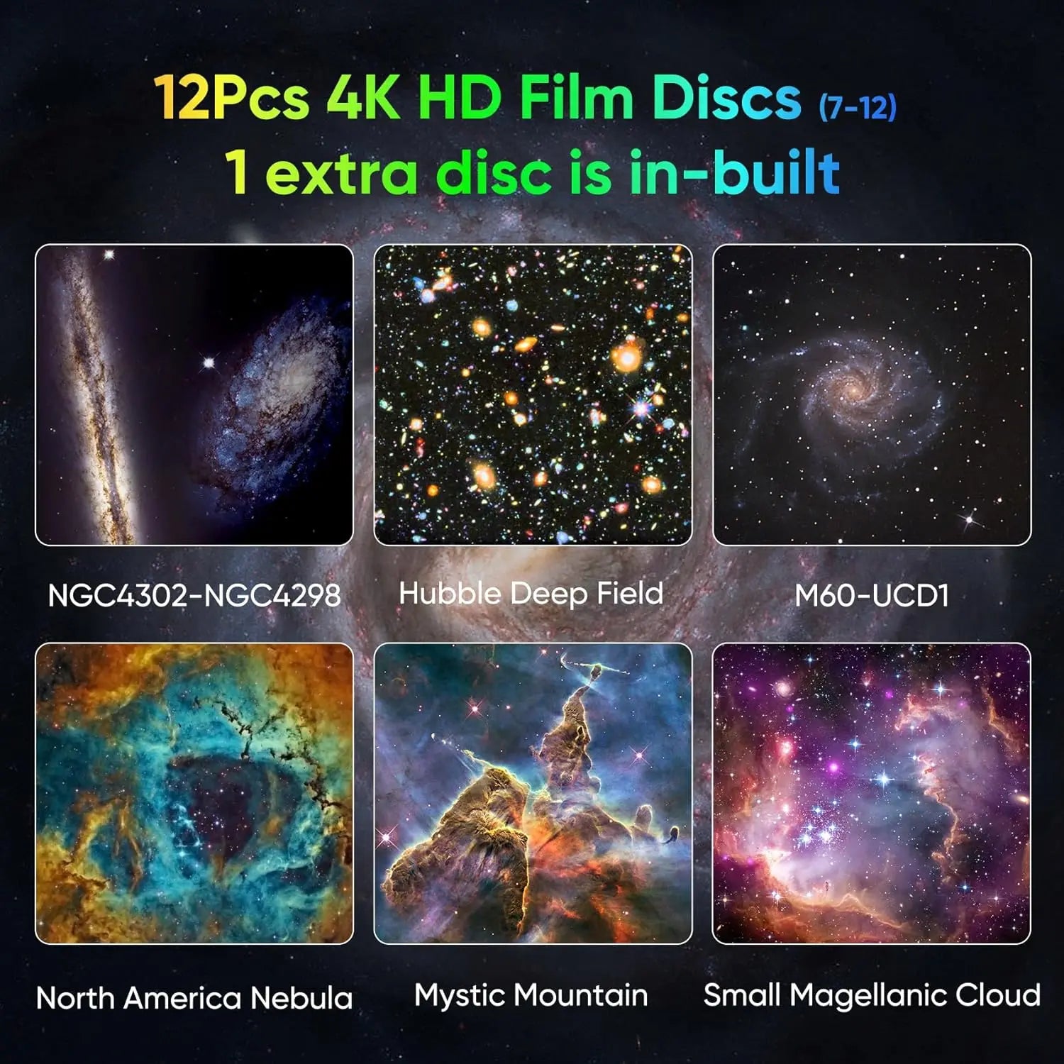 Galaxy Projector for Bedroom, HD Image Star Projector, Adjustable Galaxy Light Knob, 13 Film Discs