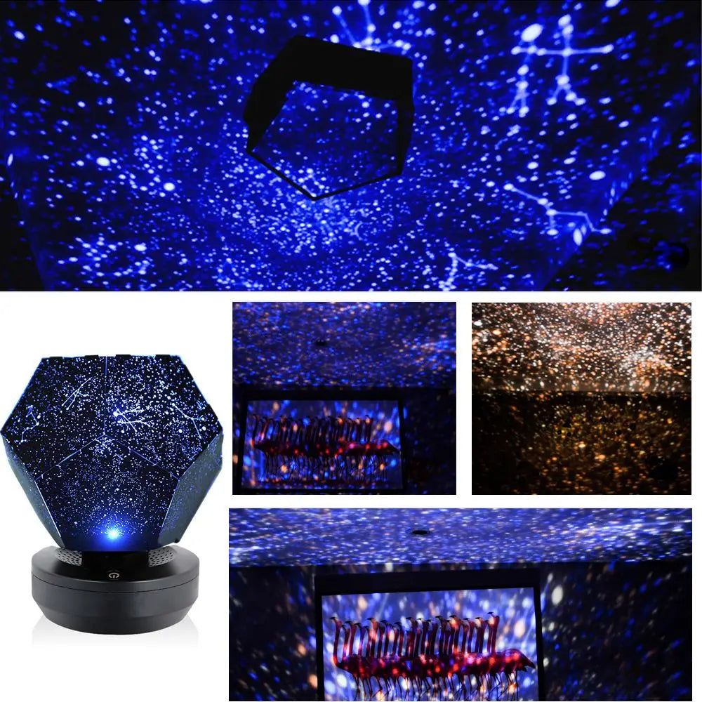 LED Starry Sky Projector Night Lights 3D Projection Night Lamp USB Charging Home Planetarium Kids Bedroom Decor Room Lighting