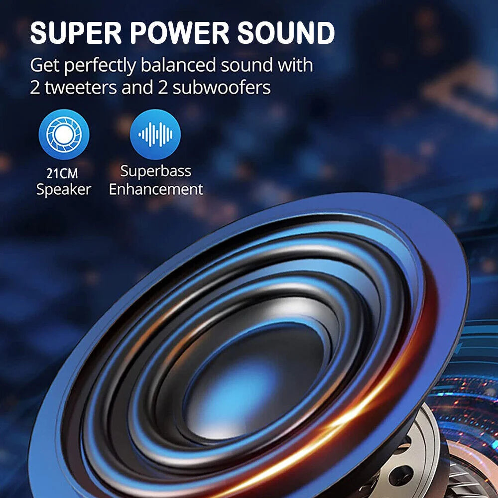 3000W Portable Bluetooth Speaker Sub woofer Heavy Bass Sound System Party Dj Rechargeable Led Light Loud Speaker