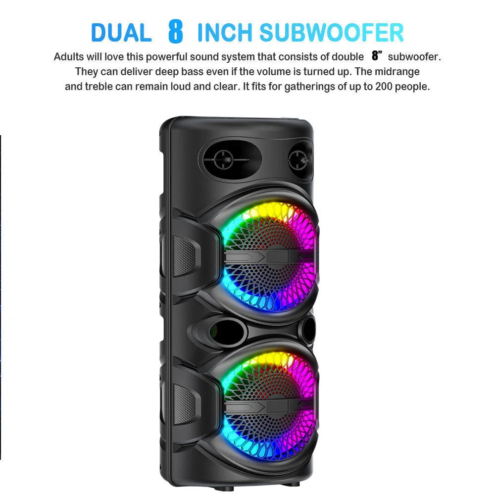3000W Portable Bluetooth Speaker Sub woofer Heavy Bass Sound System Party Dj Rechargeable Led Light Loud Speaker