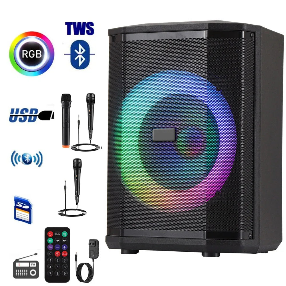 5000W Portable Tiltable Bluetooth Party Speaker 8 "Subwoofer Heavy Bass Sound System Dj Led Light Loud Speaker with Microphone