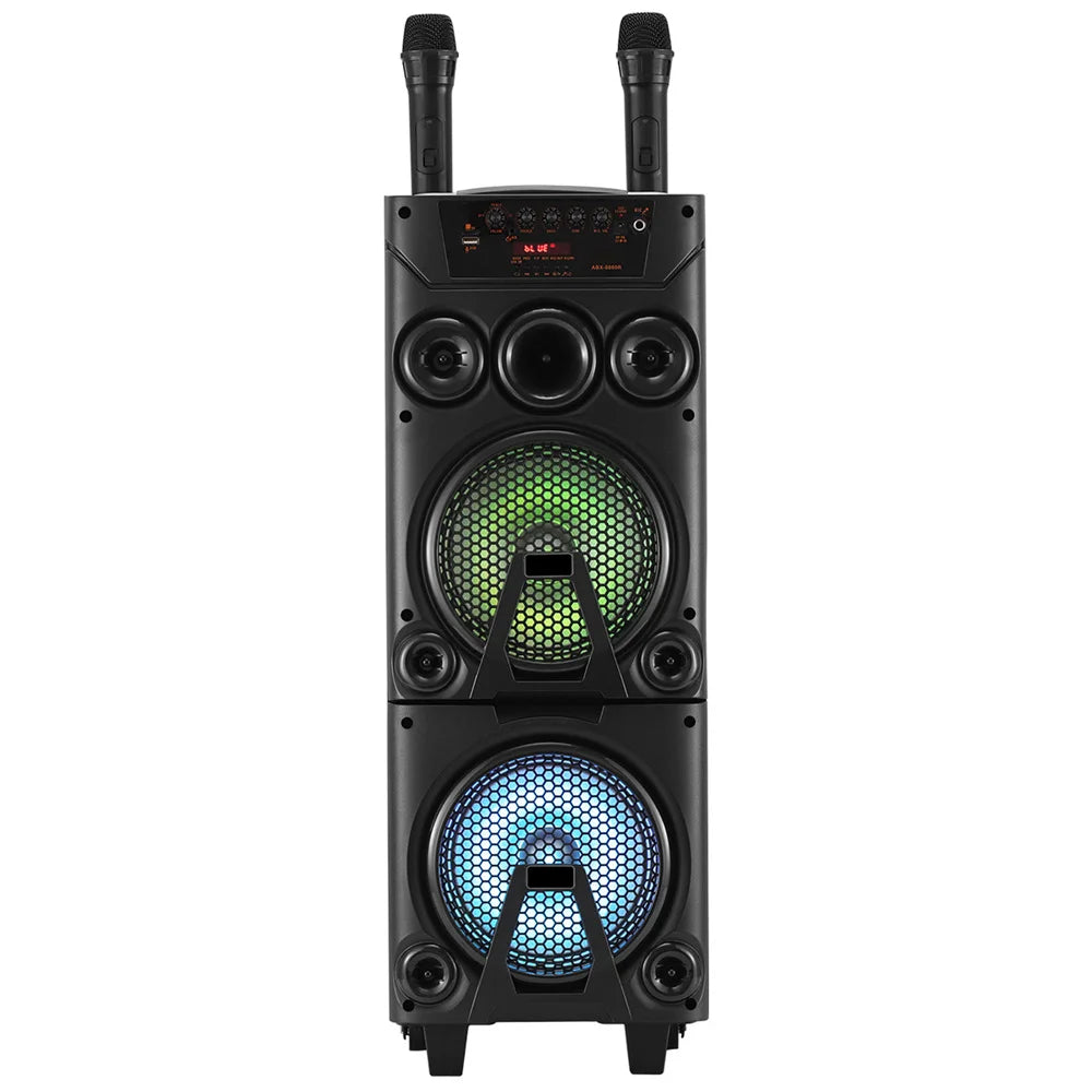 6000W Portable Bluetooth Speaker Heavy Bass Dual 8 " Subwoofer Sound System Party Led Light Rechargeable Outdoor  Speaker