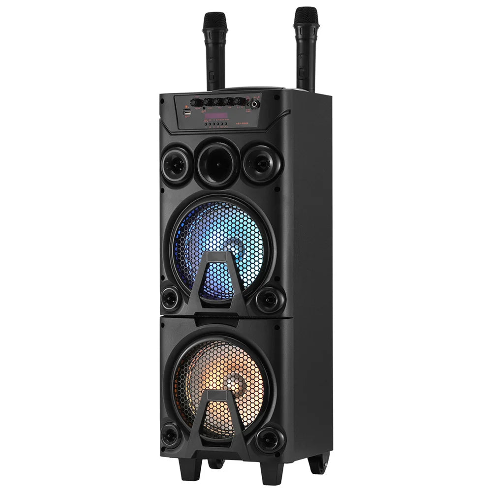 6000W Portable Bluetooth Speaker Heavy Bass Dual 8 " Subwoofer Sound System Party Led Light Rechargeable Outdoor  Speaker