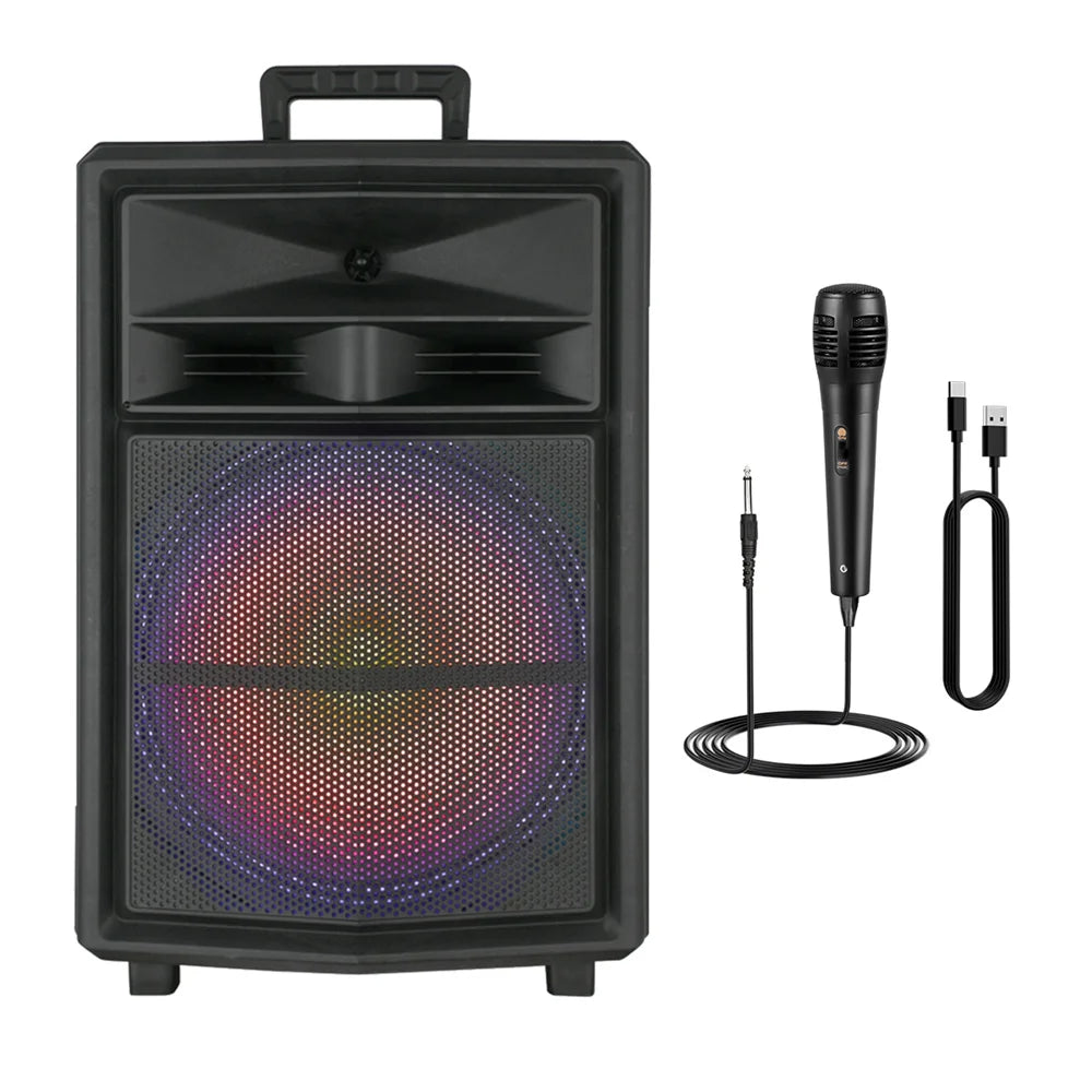 Loud Portable Bluetooth Party Speaker 15" Subwoofer  Sound System Dj Karaoke RGB Light Rechargeable Outdoor Speaker with Mic