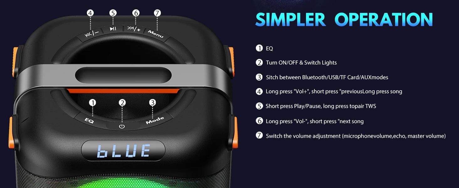 T27 Wireless Bluetooth Speaker, Karaoke Machine with 2 Microphone, Home Karaoke Party Speaker with Led Light