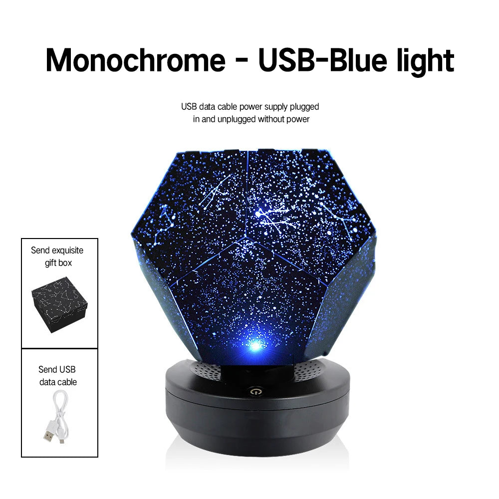 LED Starry Sky Projector Night Lights 3D Projection Night Lamp USB Charging Home Planetarium Kids Bedroom Decor Room Lighting