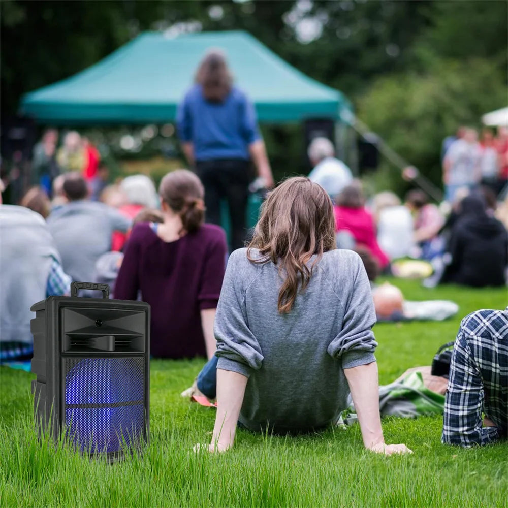 Loud Portable Bluetooth Party Speaker 15" Subwoofer  Sound System Dj Karaoke RGB Light Rechargeable Outdoor Speaker with Mic