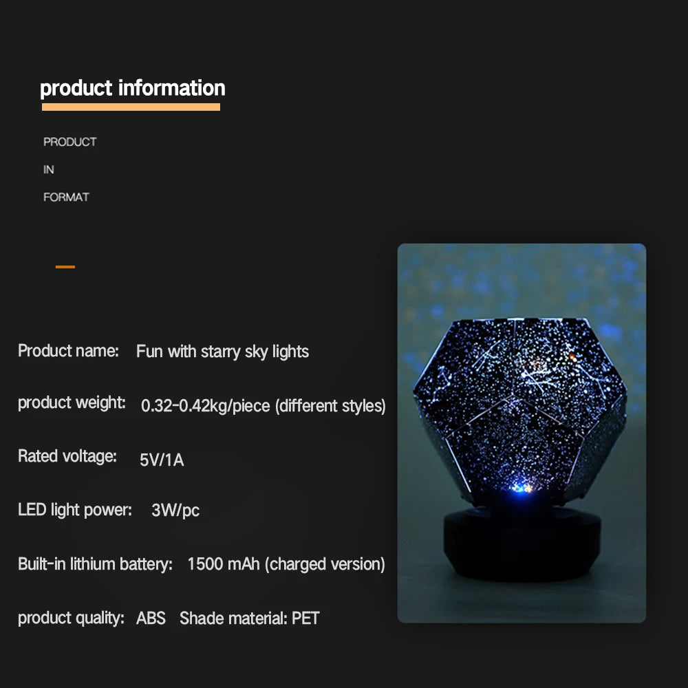LED Starry Sky Projector Night Lights 3D Projection Night Lamp USB Charging Home Planetarium Kids Bedroom Decor Room Lighting