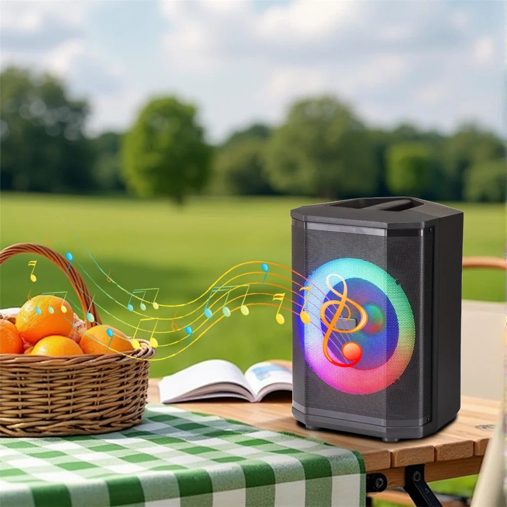 5000W Portable Tiltable Bluetooth Party Speaker 8 "Subwoofer Heavy Bass Sound System Dj Led Light Loud Speaker with Microphone