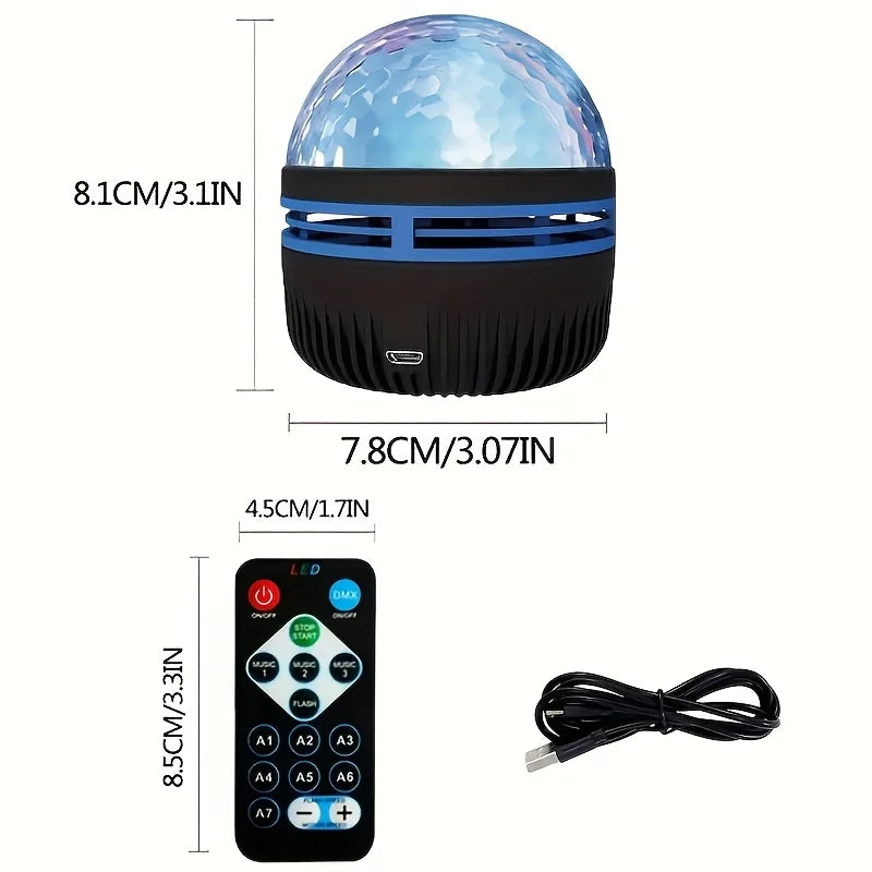 USB Powered Water Wave Effect Projector,  7 color modes, adjustable brightness, multi-color lighting, suitable for bedrooms