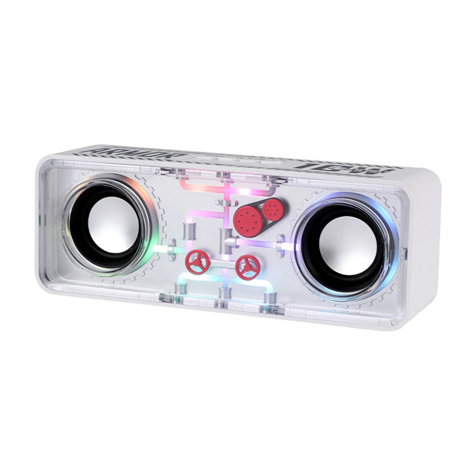 V8 Transparent Mecha Speakers Bluetooth 5.0 Wireless Double Bass Diaphragm Subwoofer Music TWS RGB Light Mini Party Loudspeaker