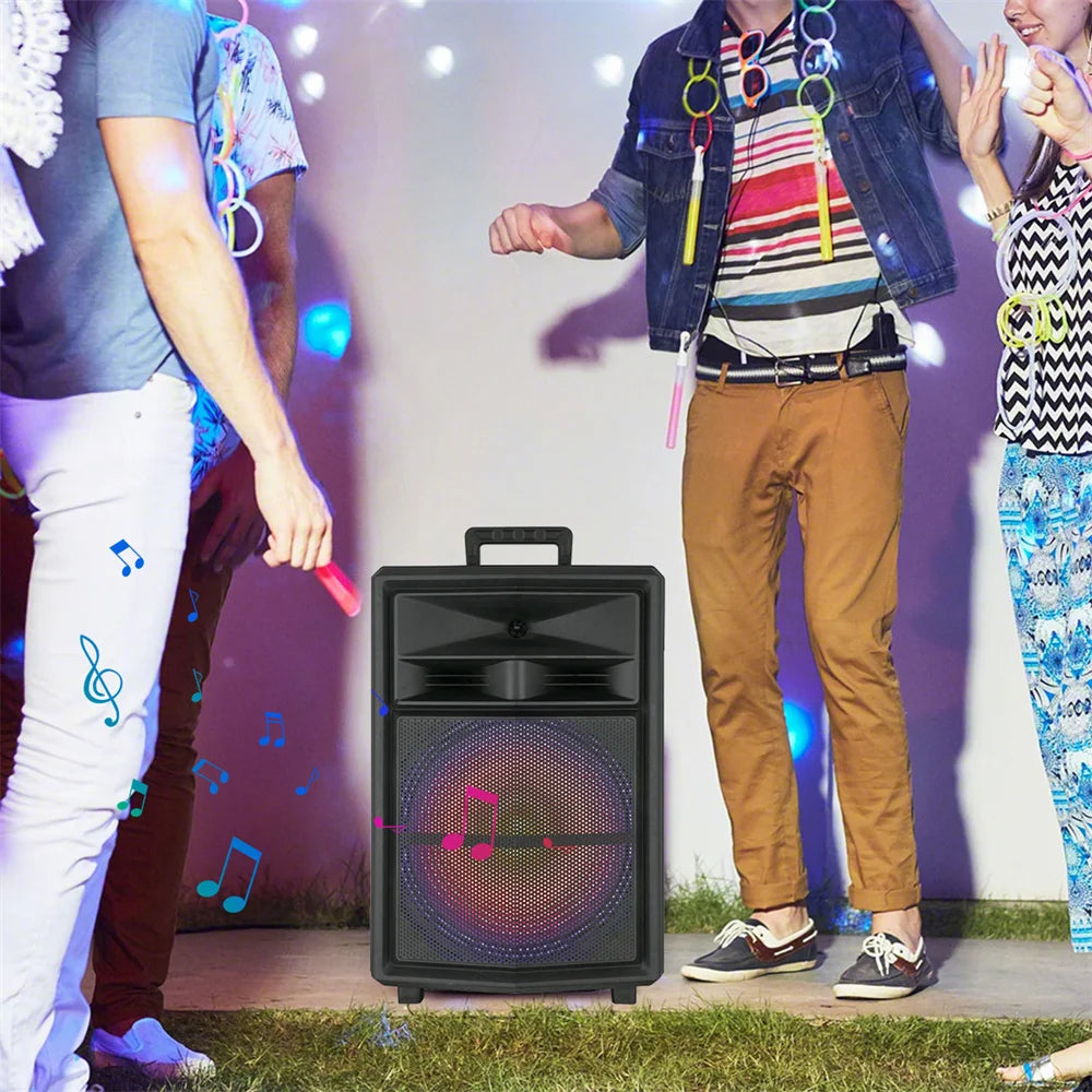 Loud Portable Bluetooth Party Speaker 15" Subwoofer  Sound System Dj Karaoke RGB Light Rechargeable Outdoor Speaker with Mic
