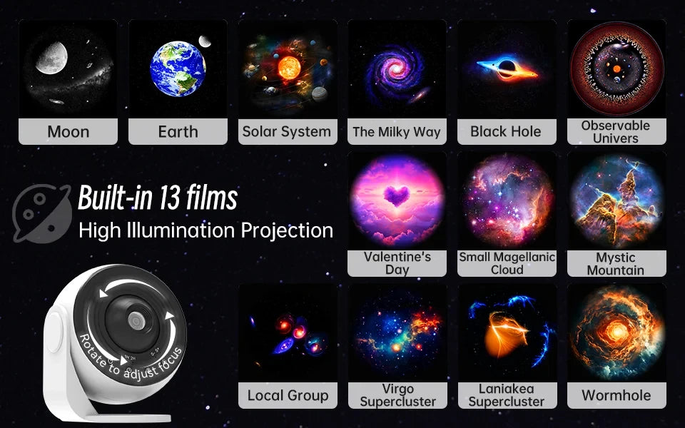 Galaxy Projector Star Projector Planetarium Starry Sky Night Light for Kids Adults Space Ceiling Projectors for Home Decor(Remote Control)