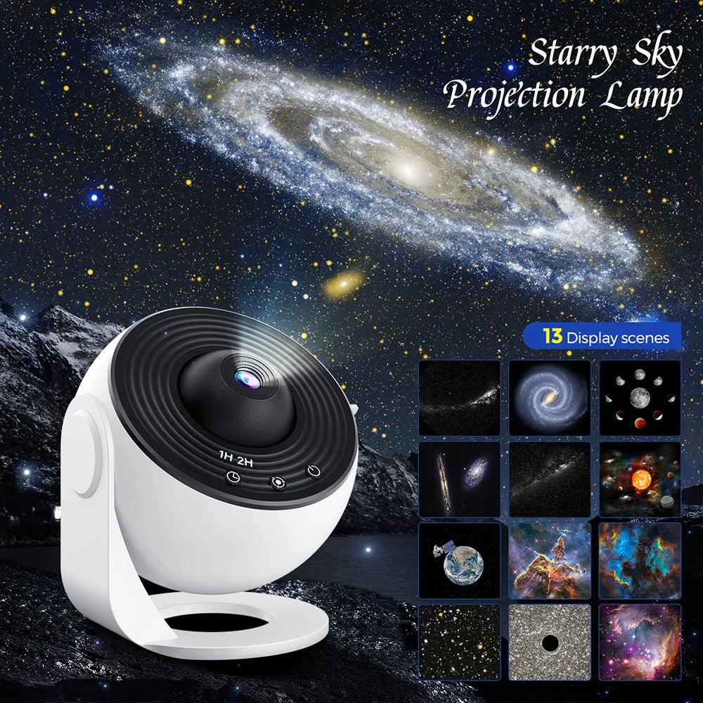 Galaxy Projector for Bedroom, HD Image Star Projector, Adjustable Galaxy Light Knob, 13 Film Discs