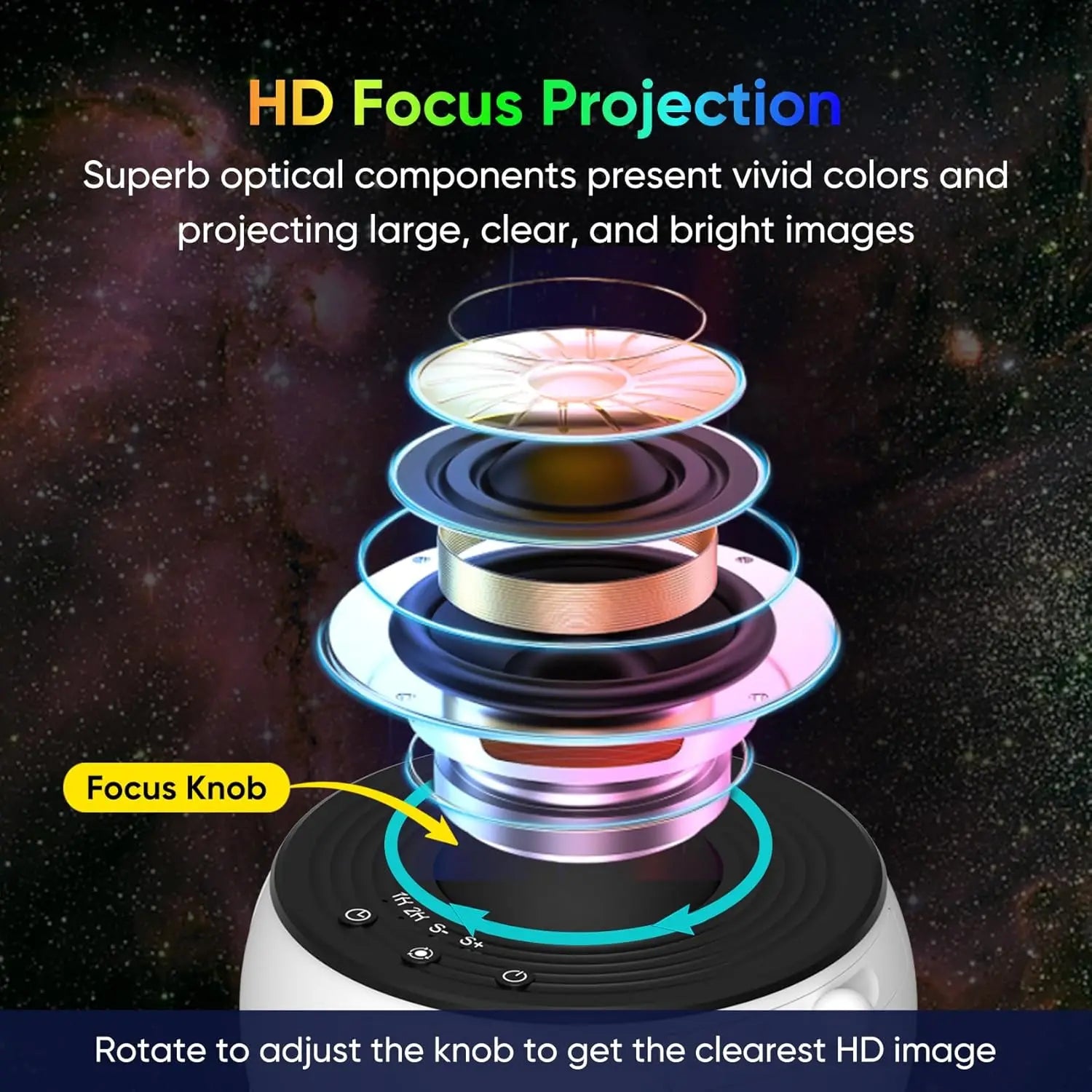 Galaxy Projector for Bedroom, HD Image Star Projector, Adjustable Galaxy Light Knob, 13 Film Discs