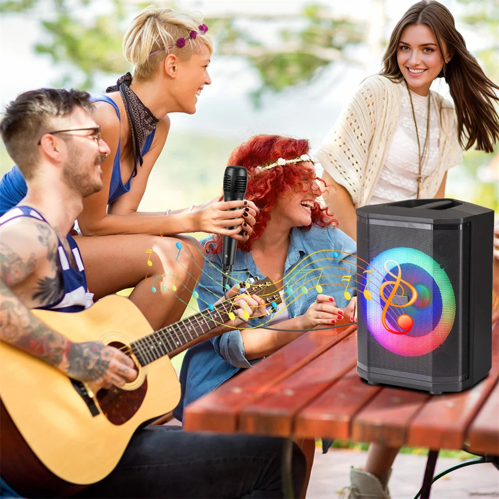 5000W Portable Tiltable Bluetooth Party Speaker 8 "Subwoofer Heavy Bass Sound System Dj Led Light Loud Speaker with Microphone