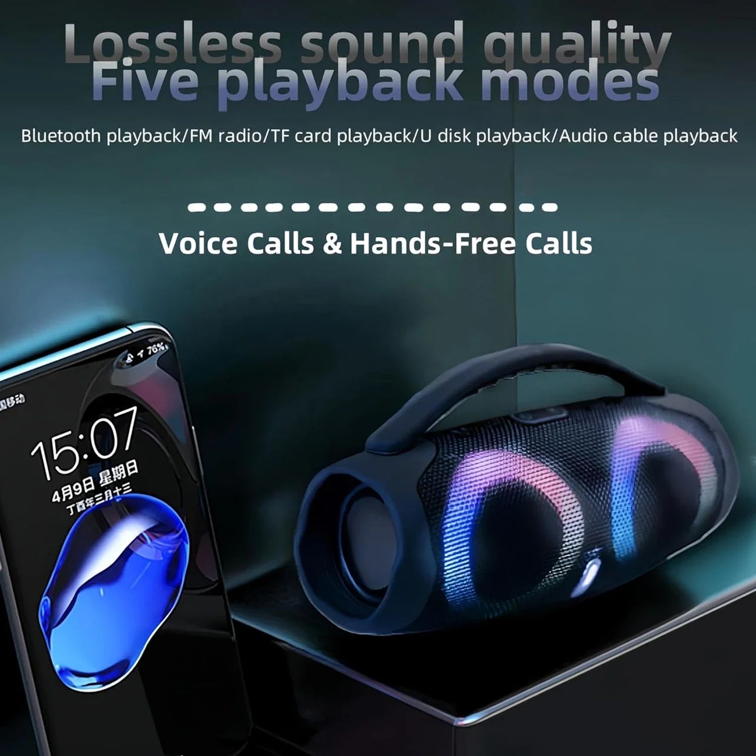 Portable Waterproof 100W High Power Bluetooth Speaker RGB Colorful Light Wireless Subwoofer Stereo Surround Subwoofer boombox