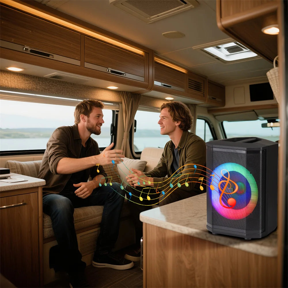 5000W Portable Tiltable Bluetooth Party Speaker 8 "Subwoofer Heavy Bass Sound System Dj Led Light Loud Speaker with Microphone